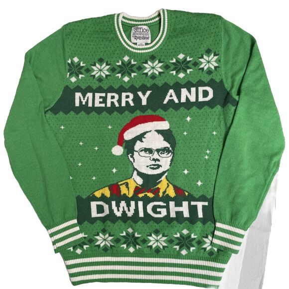 Tipsy Elves Sweater Small Merry and Dwight Christmas Holiday The Office Unisex - Picture 1 of 7
